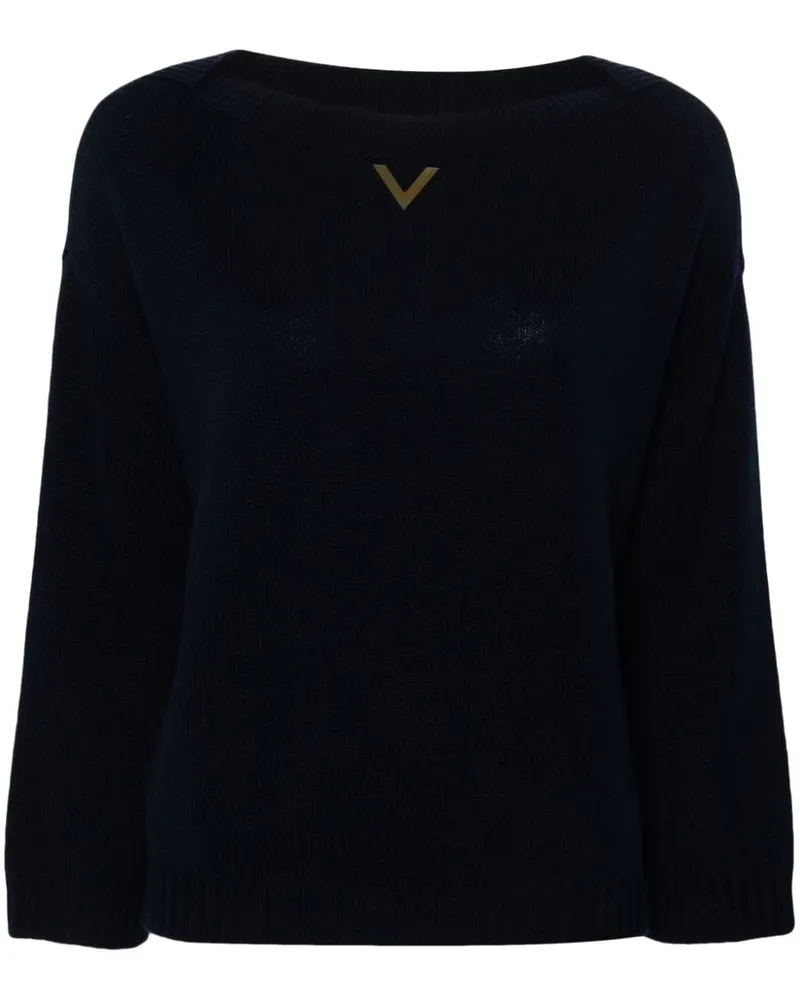 Valentino Garavani Pullover mit Logo-Schild Blau