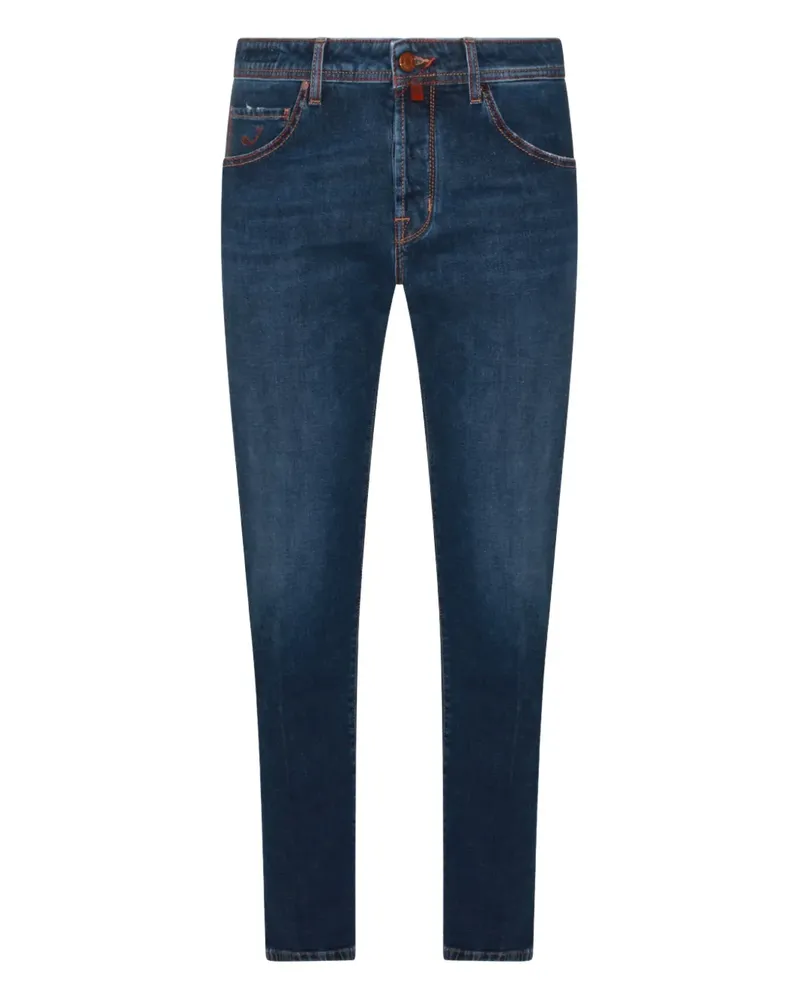 Jacob Cohën logo-patch jeans - Blau Blau