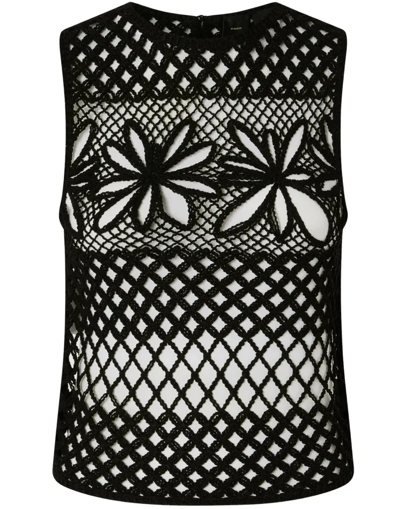 Pinko Oberteil mit Lochstrickmuster - Schwarz Schwarz