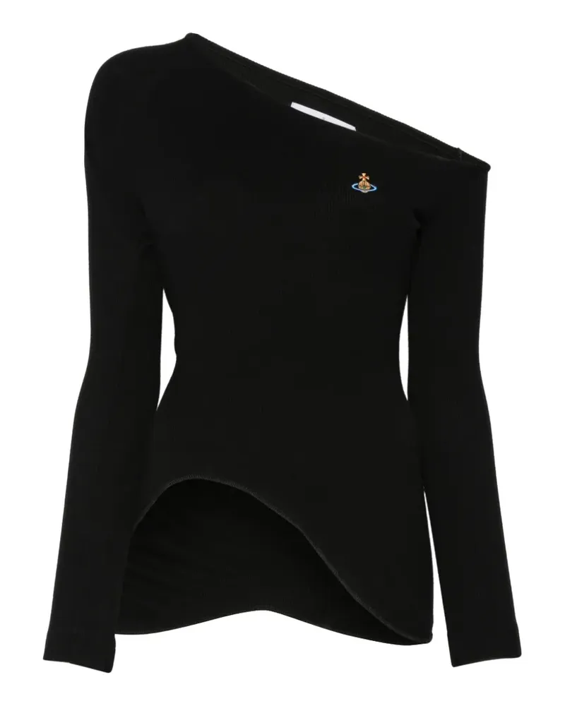 Vivienne Westwood Orgy One-Shoulder-Top mit Orb-Stickerei - Schwarz Schwarz