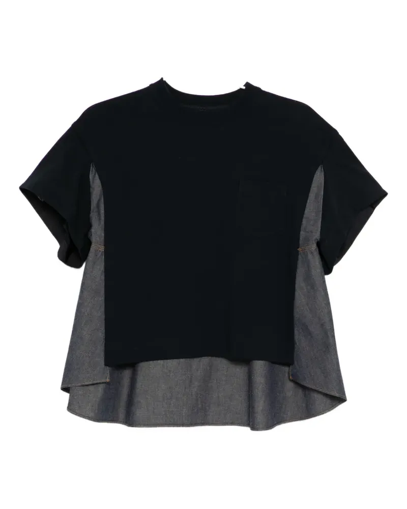 Sacai exposed-seam cotton T-shirt - Blau Blau