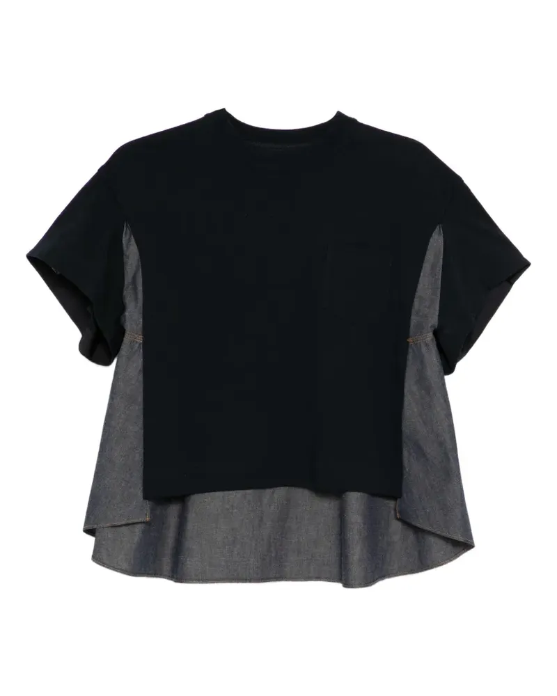 Sacai exposed-seam cotton T-shirt - Blau Blau