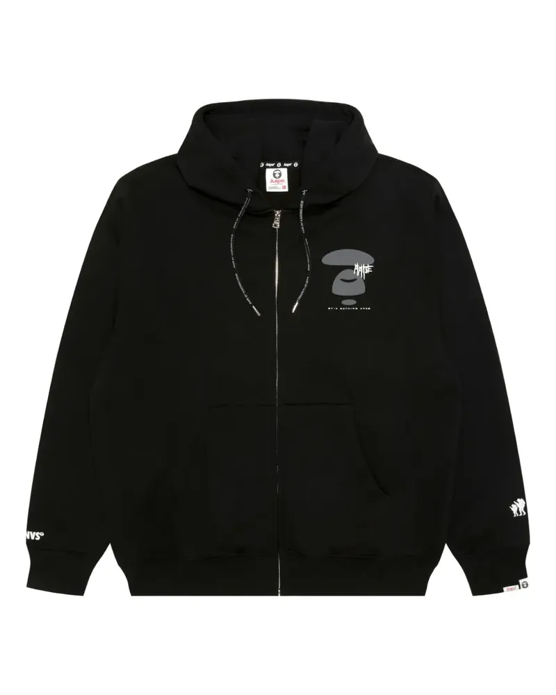 BAPE Kapuzenjacke mit Moonface-Print - Schwarz Schwarz