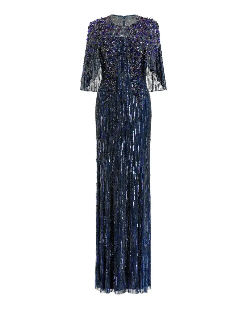 Jenny Packham Astra Maxikleid mit Pailletten - Blau Blau