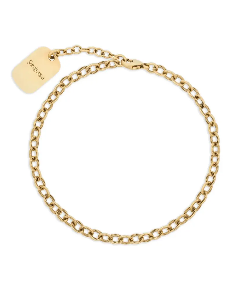 Saint Laurent tag-detail cable-chain bracelet - Gold Gold