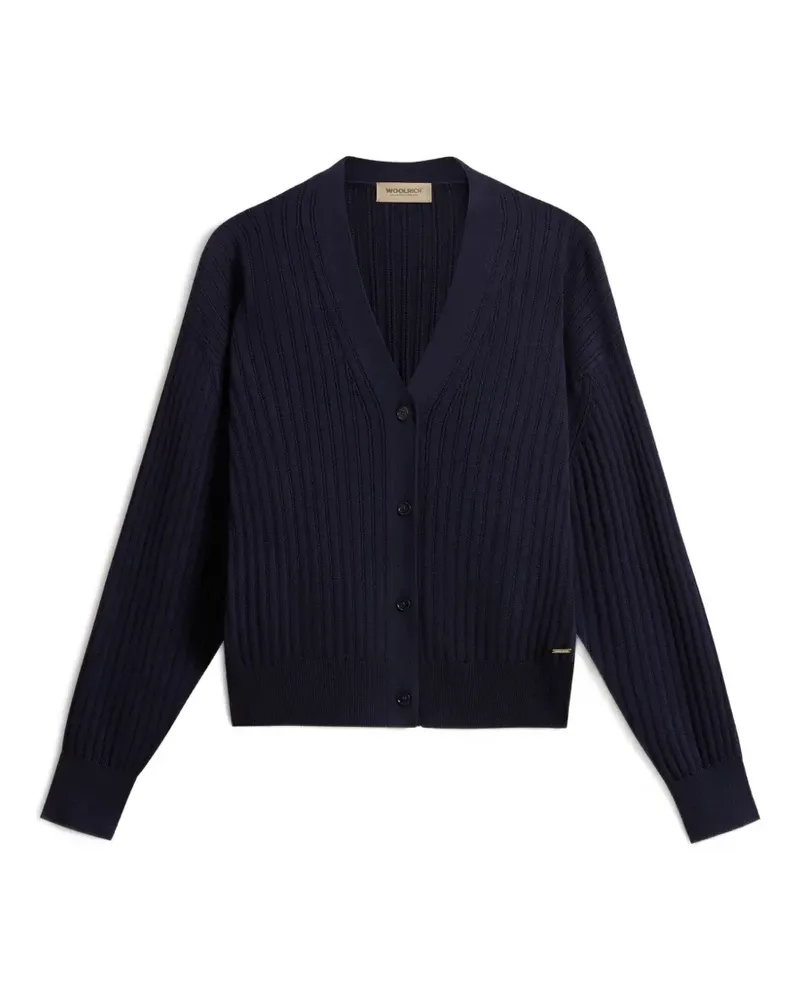 Woolrich V-neck ribbed cardigan - Blau Blau