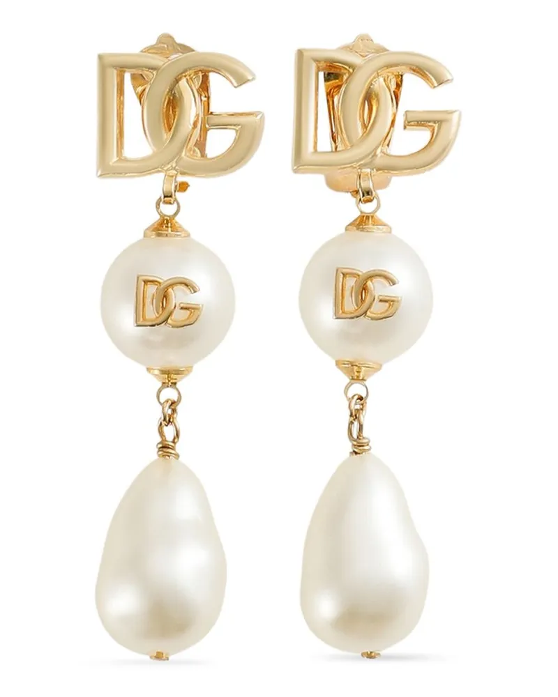 Dolce & Gabbana Hängeohrringe mit Logo - Gold Gold