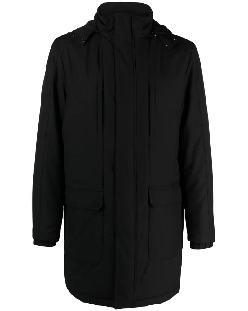 Corneliani Gefütterter Mantel mit Stehkragen - Schwarz Schwarz