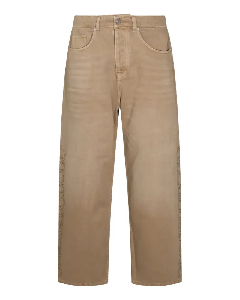 Drôle de Monsieur stud-embellished cotton jeans - Nude Nude