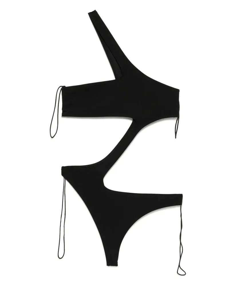 Kiki De Montparnasse Asymmetrisches La Sirene One-Shoulder-Piece - Schwarz Schwarz