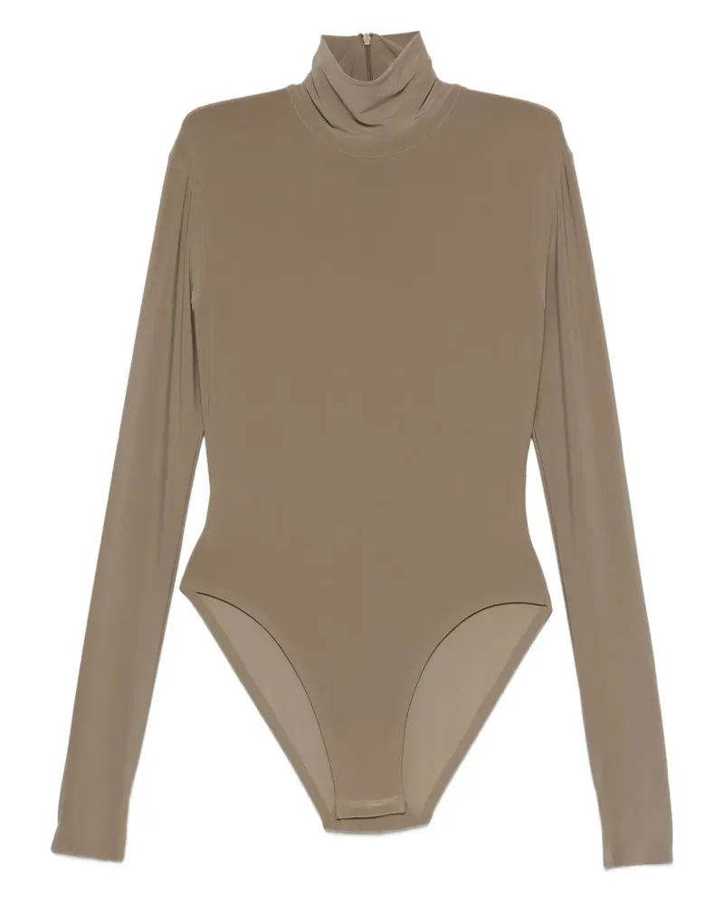 Norma Kamali Langärmeliger Body - Nude Nude