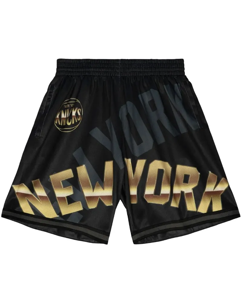 Mitchell & Ness NBA NY Knicks Big Face 4.0 Shorts - Schwarz Schwarz