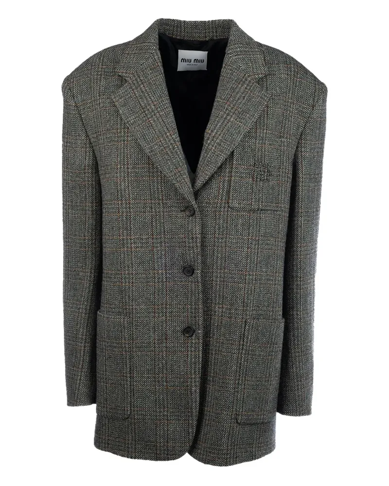 Miu Miu Jacke mit Fischgrätenmuster - Grau Grau
