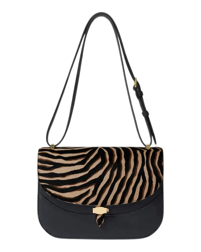 Veronica Beard Ziger Dash Schultertasche mit Zebra-Print - Schwarz Schwarz