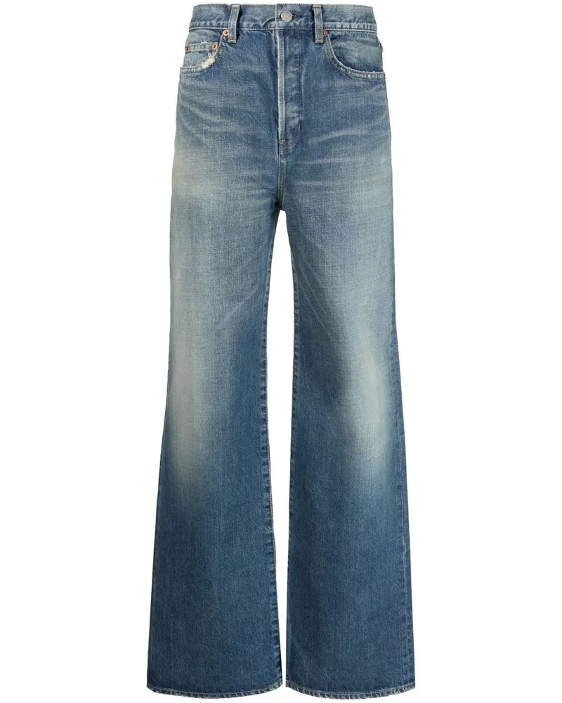 Saint Laurent Bootcut-Jeans mit hohem Bund - Blau Blau