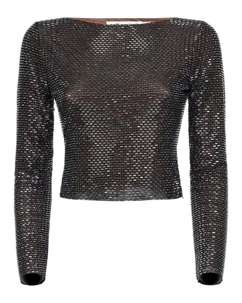 Self-Portrait rhinestone tulle top - Schwarz Schwarz