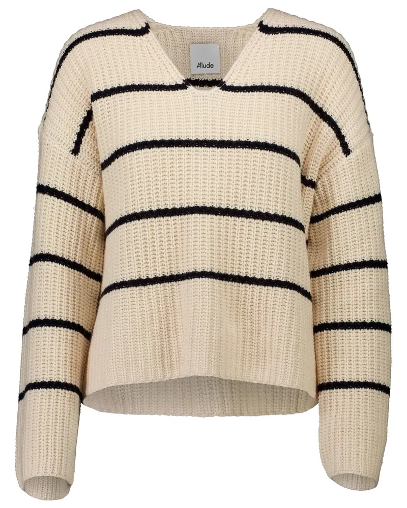 ALLUDE Gestreifter Pullover - Nude Nude