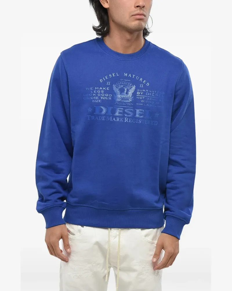 Diesel logo-print crew-neck sweatshirt - Blau Blau