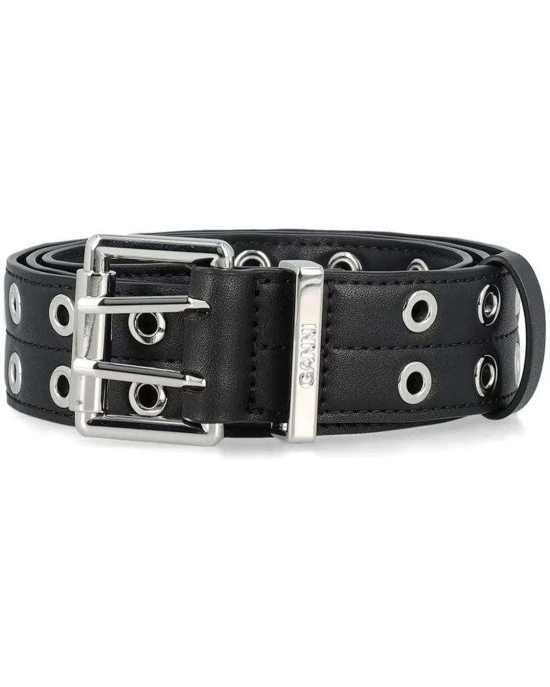 Ganni Double Gürtel mit Ösen - Schwarz Schwarz