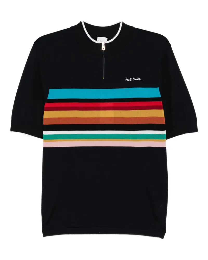 Paul Smith Gestreiftes Oberteil mit Logo - Blau Blau