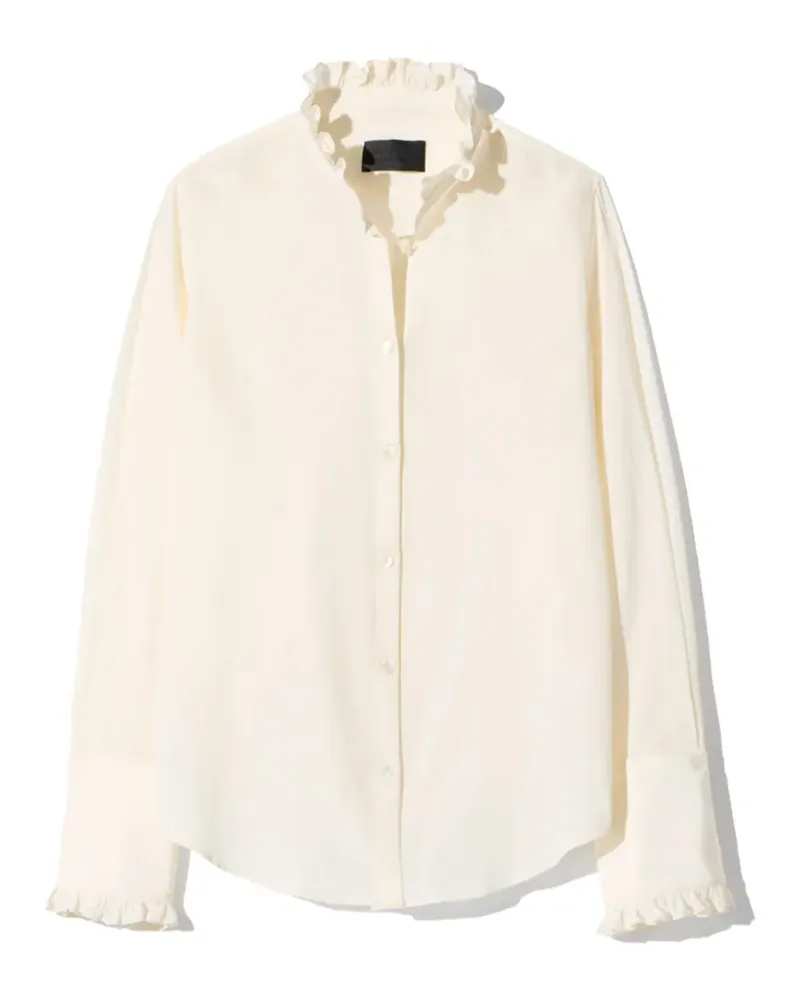 Nili Lotan Elio ruffle-trimmed silk shirt - Nude Nude