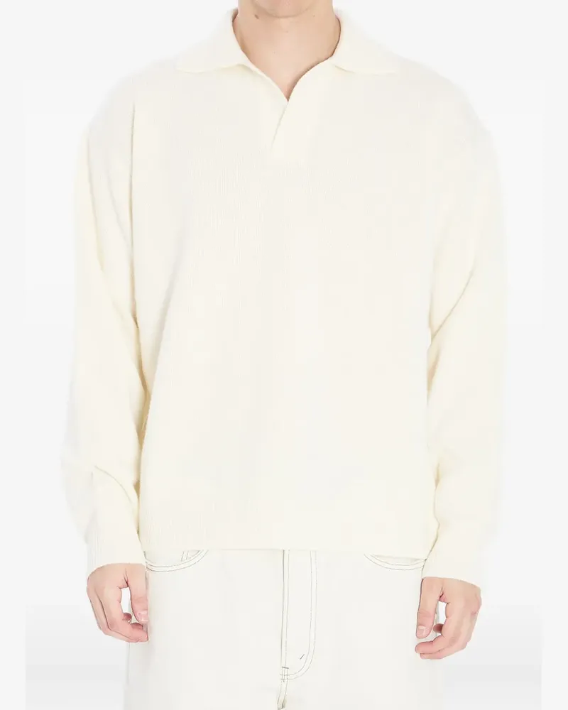 Roberto Collina Poloshirtkragen-Pullover mit V-Ausschnitt - Weiß Weiß
