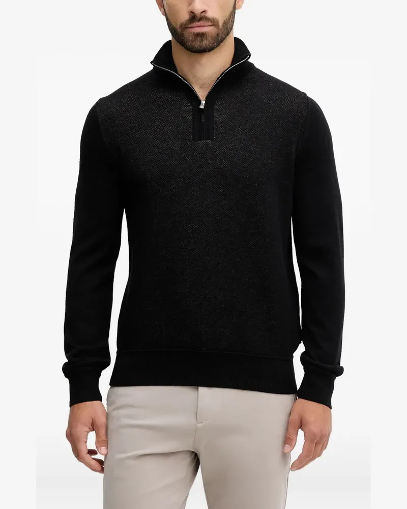 HUGO BOSS Pullover mit Reißverschluss - Schwarz Schwarz