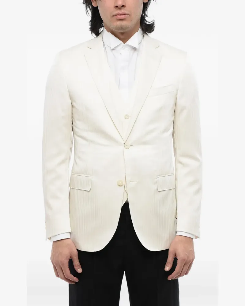Corneliani herringbone single-breasted blazer - Nude Nude