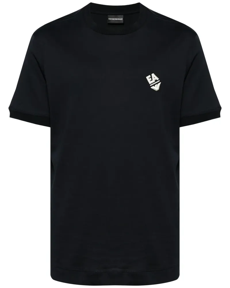 Emporio Armani T-Shirt mit Logo-Stickerei - Schwarz Schwarz
