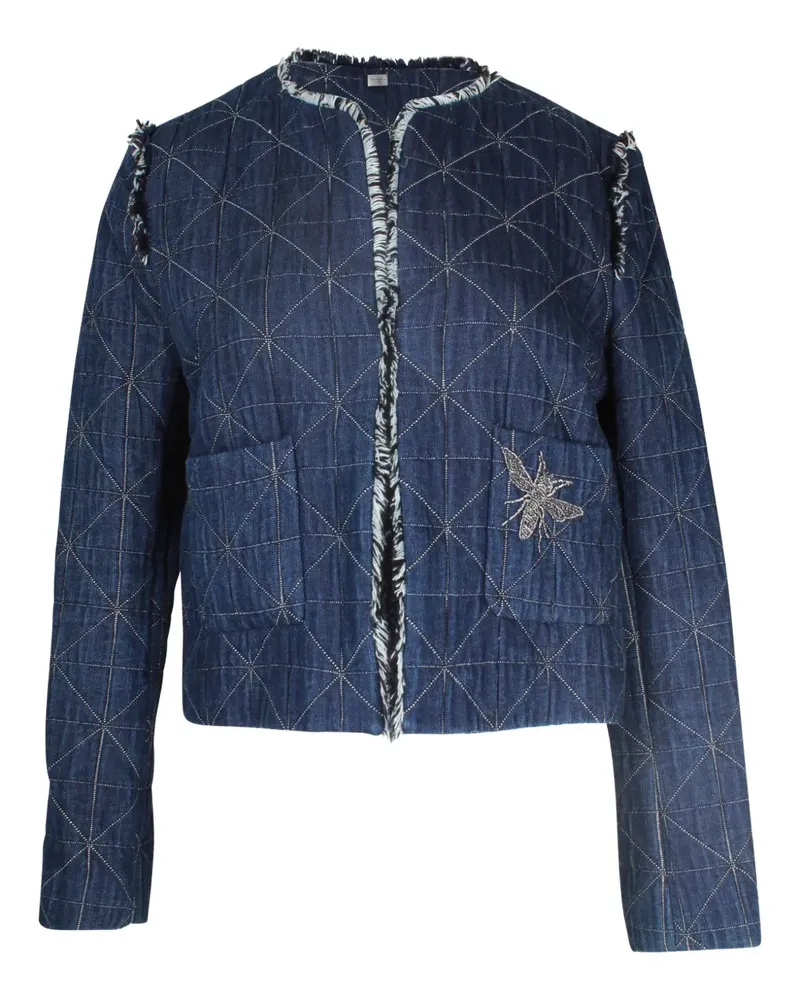 Sandro quilted frayed-trim jacket - Blau Blau