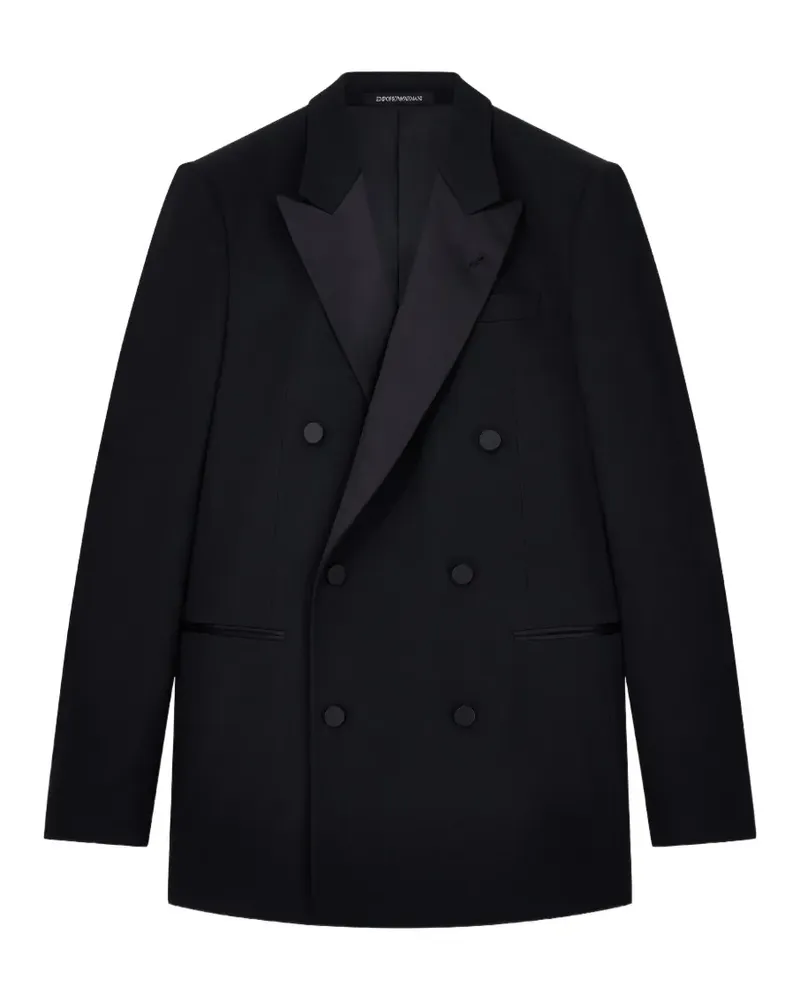 Emporio Armani tailored double-breasted blazer with satin peak lapels - Schwarz Schwarz