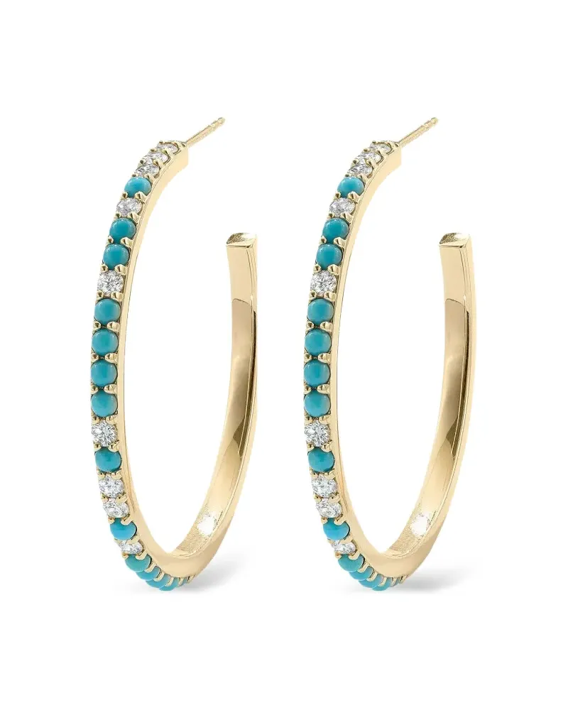 Robinson Pelham Halbe Giant Orb Creolen mit Türkis und Diamanten - Gold Gold