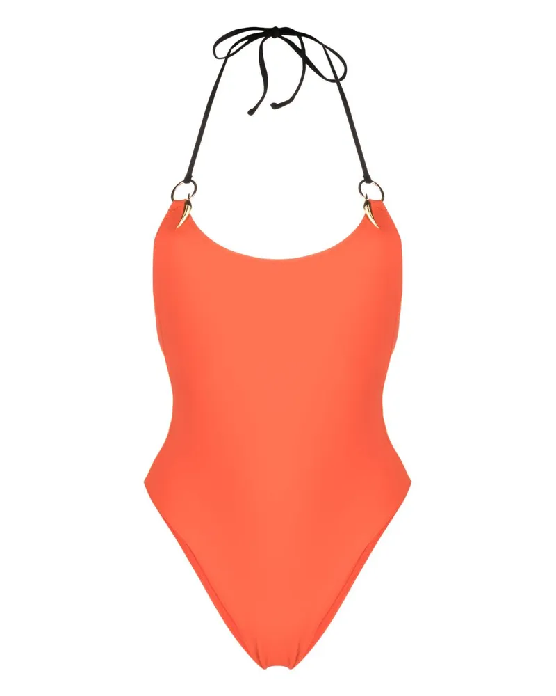 Roberto Cavalli Neckholder-Badeanzug mit Schnürung - Orange Orange