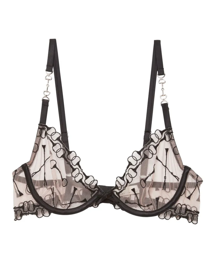 Fleur Du Mal Halbschalen-BH mit Equestrian-Stickerei - Schwarz Schwarz