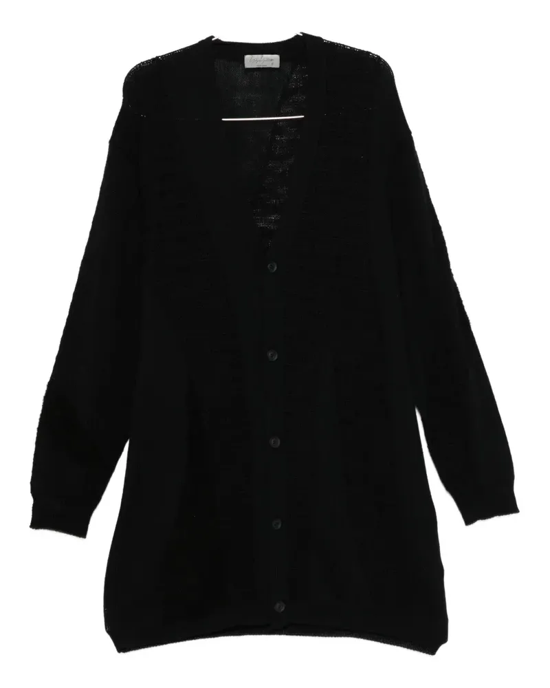 Yohji Yamamoto Langer Cardigan mit Knöpfen - Schwarz Schwarz