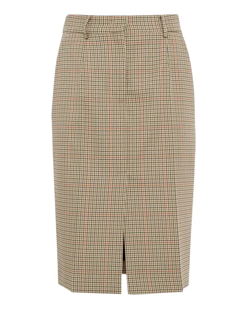 TELA check-pattern front-slit midi skirt - Nude Nude