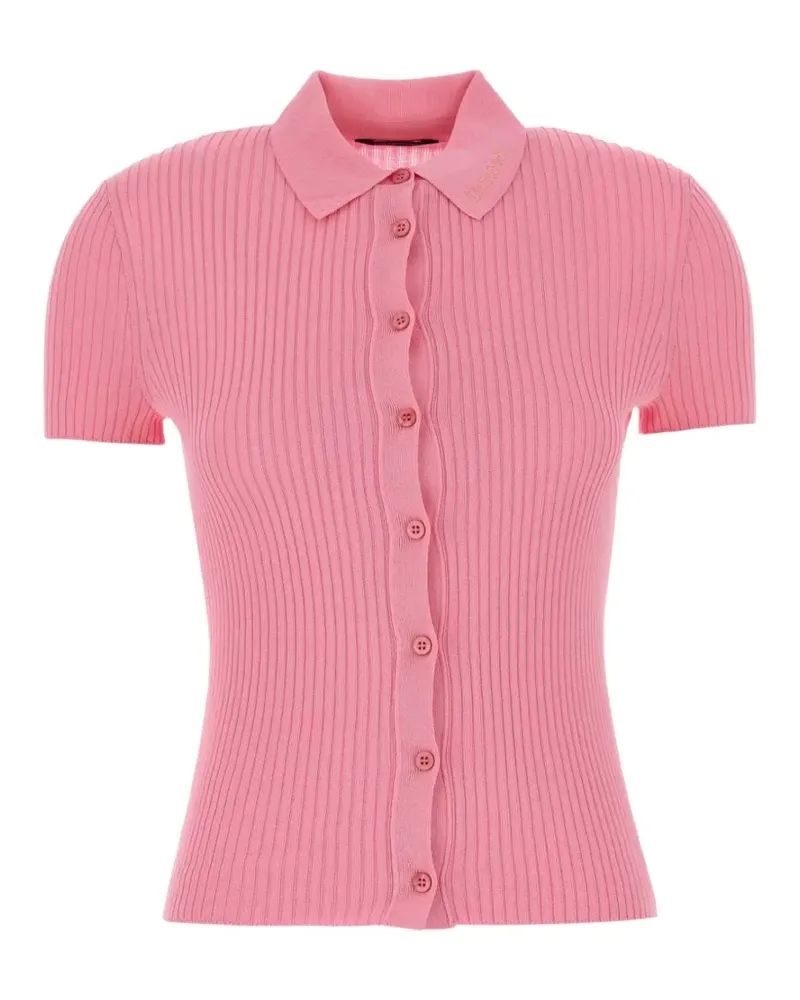 Balenciaga Geripptes Poloshirt mit Knöpfen - Rosa Rosa