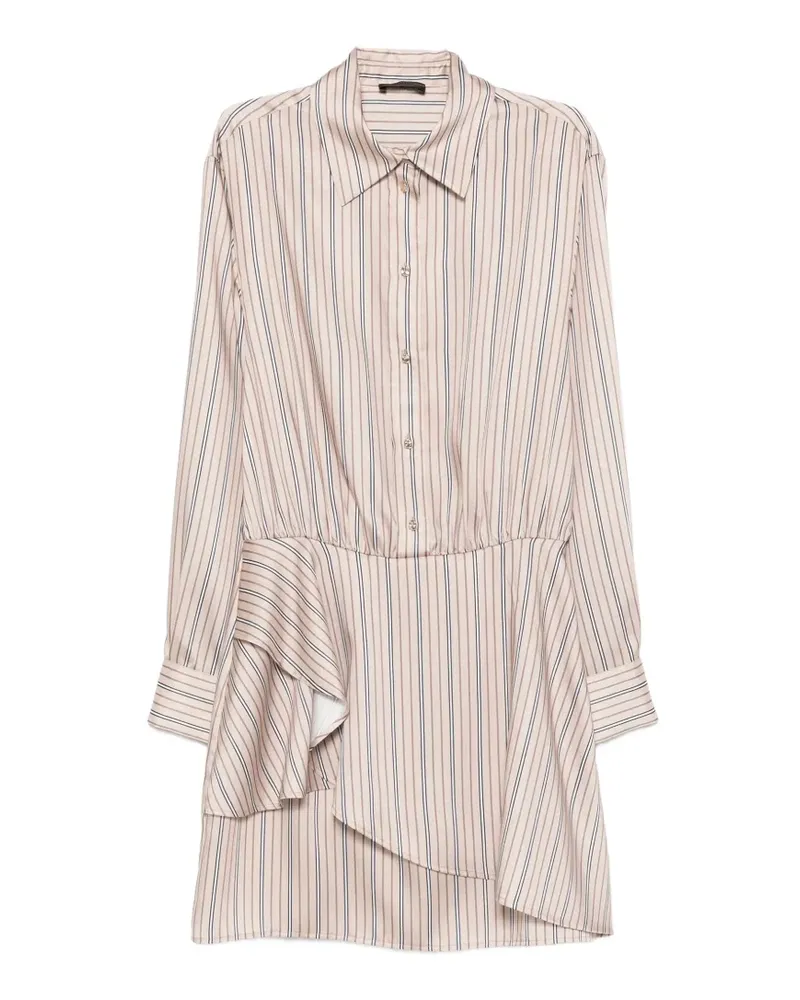 Liu Jo ruffled-detail striped mini dress - Braun Braun