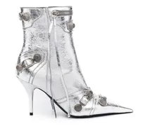 Metallische Cagole Stiefeletten 90mm - Silber