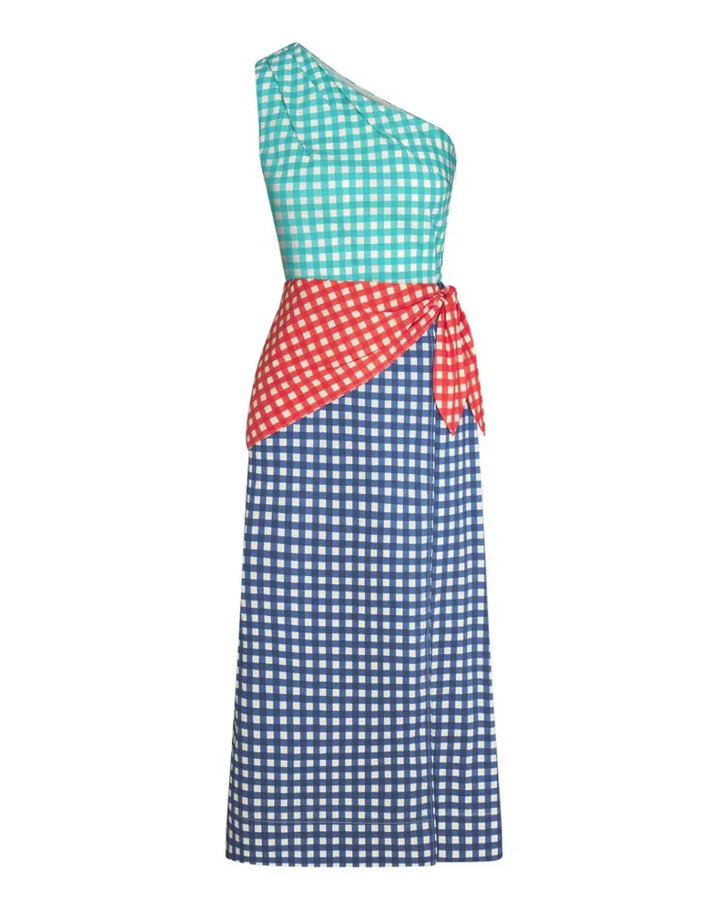 Simon Miller Belem One-Shoulder-Midikleid mit Vichy-Karo - Blau Blau