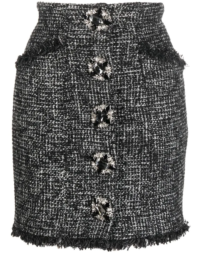 Philipp Plein Tweed-Rock mit Knöpfen Schwarz