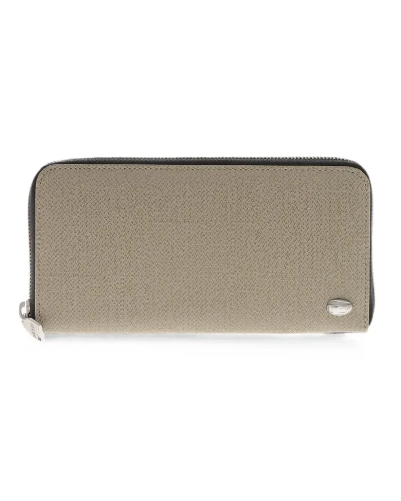 Diesel logo-plaque zip-around wallet - Nude Nude