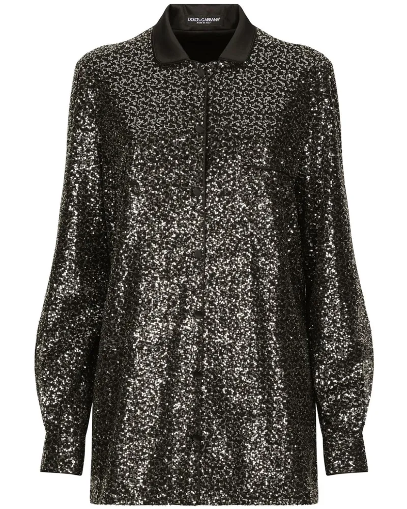 Dolce & Gabbana Hemd mit Pailletten - Schwarz Schwarz