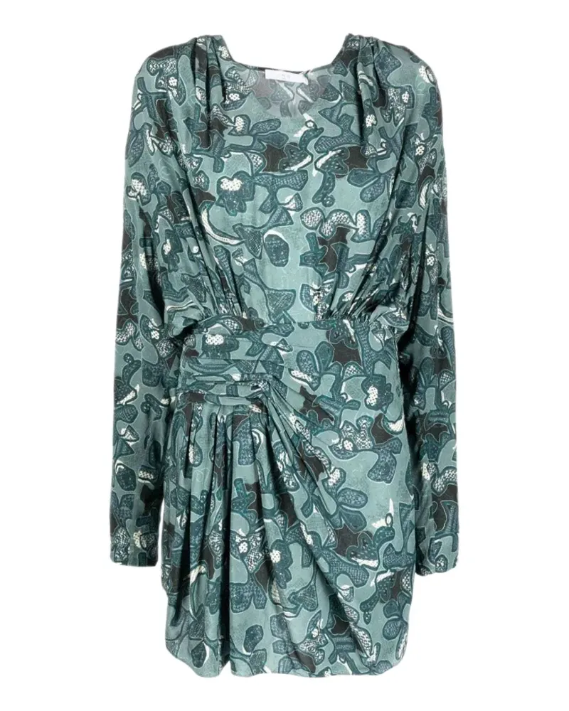 IRO Fontana abstract-pattern draped mini dress - Blau Blau