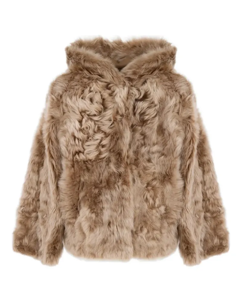 Yves Salomon Wendbare Kapuzenjacke aus Shearling - Nude Nude