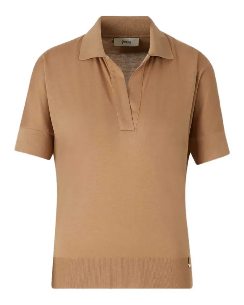 Herno polo-collar top - Braun Braun
