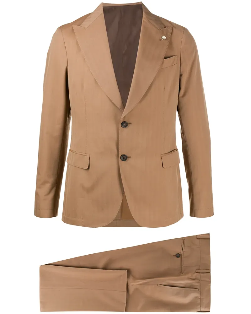 Manuel Ritz Gestreifter Anzug - Braun Braun