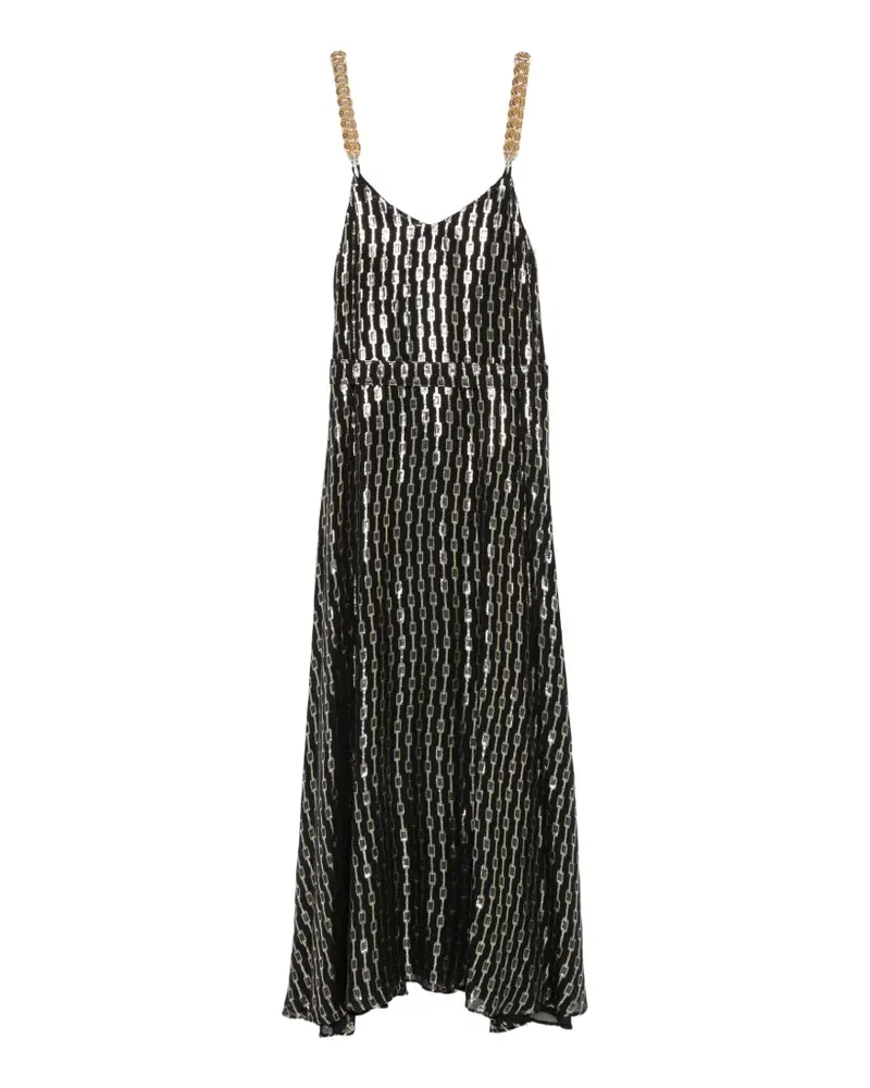 Simona Corsellini Maxikleid mit Ketten-Print - Schwarz Schwarz