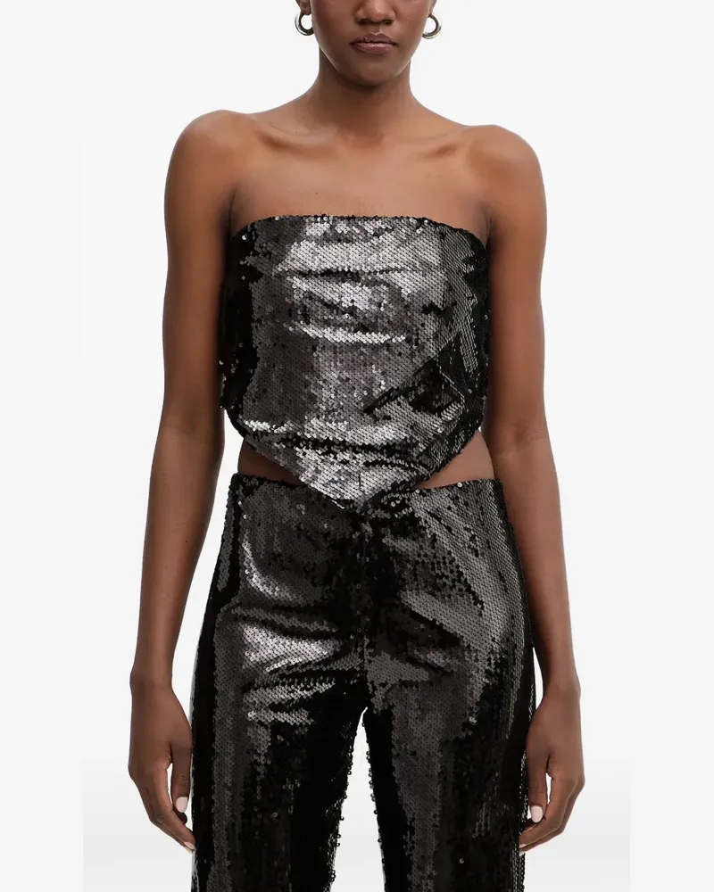 HAVEONE sequin-embellished strapless top - Schwarz Schwarz