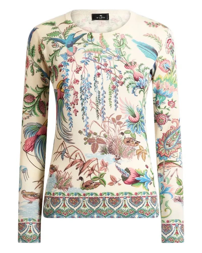 Etro flora fauna motif top - Nude Nude